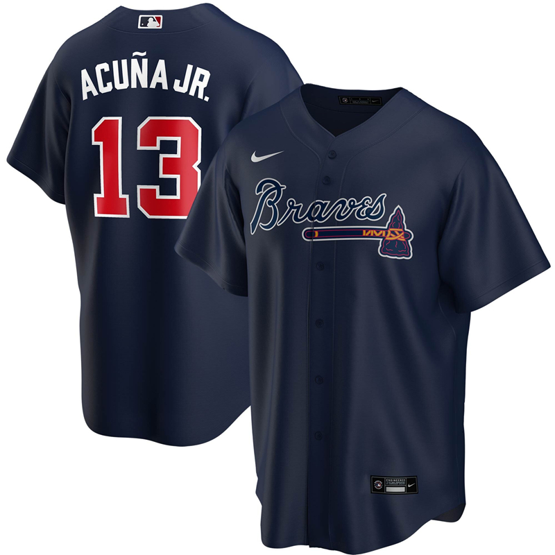 2020 MLB Men Atlanta Braves #13 Ronald Acuna Jr. Nike Navy 2020 Spring Training Replica Player Jersey 1->atlanta braves->MLB Jersey